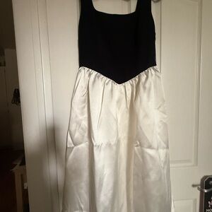 julia jordan Black and White Satin Two-Tone Fit-and-Flare Dress